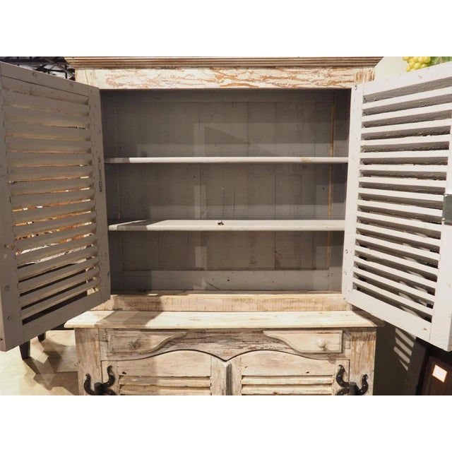 Painted French Buffet Deux Corps With Antique Shutter Doors For Sale - Image 4 of 13