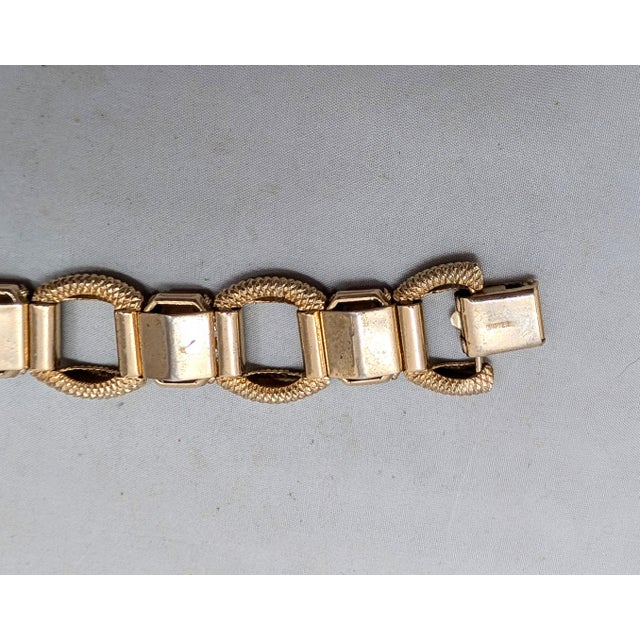 Brown Vintage Signed Napier Goldtone Emerald Cut Faux-Topaz Bracelet For Sale - Image 8 of 10