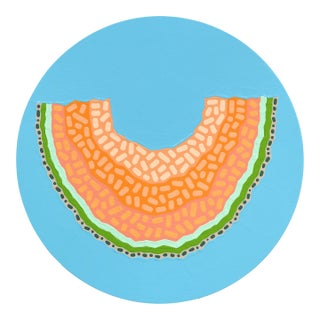 Cantaloop - Original Vibrant Abstract Fruit Still Life Painting on Panel by Will Beger For Sale