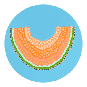 Cantaloop - Original Vibrant Abstract Fruit Still Life Painting on Panel by Will Beger