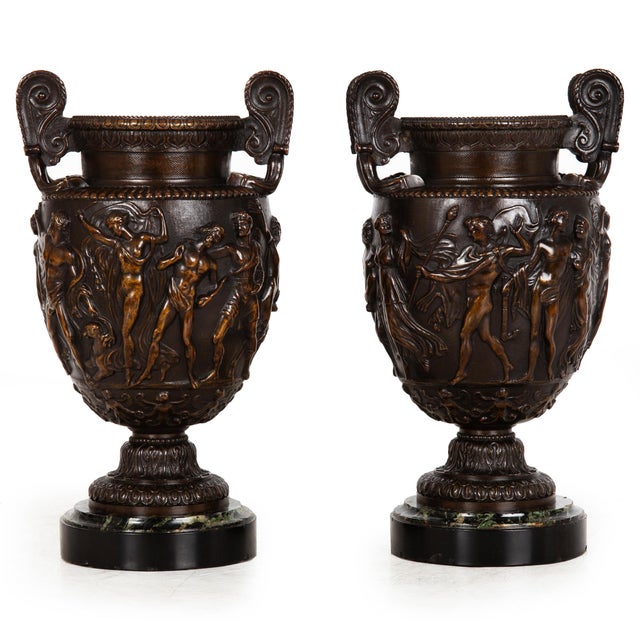 Pair of French Grand Tour Antique Bronze “Townley” Vases Urns Circa 1870 For Sale - Image 4 of 18