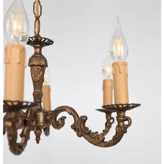 2000 - 2009 Small Six-Arm Brass Chandelier For Sale - Image 5 of 6