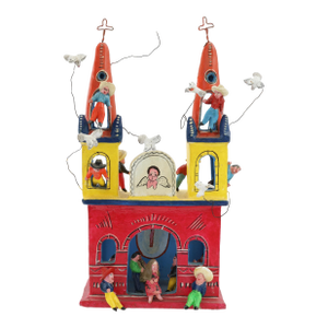 J. Medrano Mexican Folk Art Church, Artist Signed