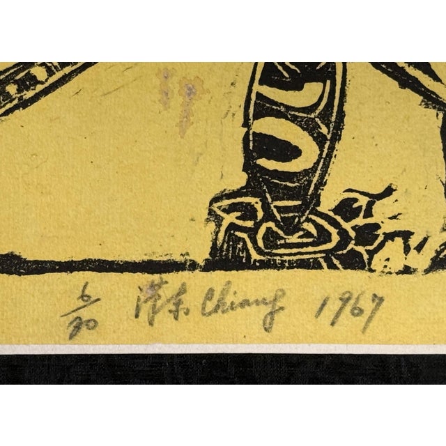 Yellow Chiang Han-Tung (江漢東) "Lion" Original Woodcut Print, #6/30, 1967, Taiwan For Sale - Image 8 of 9