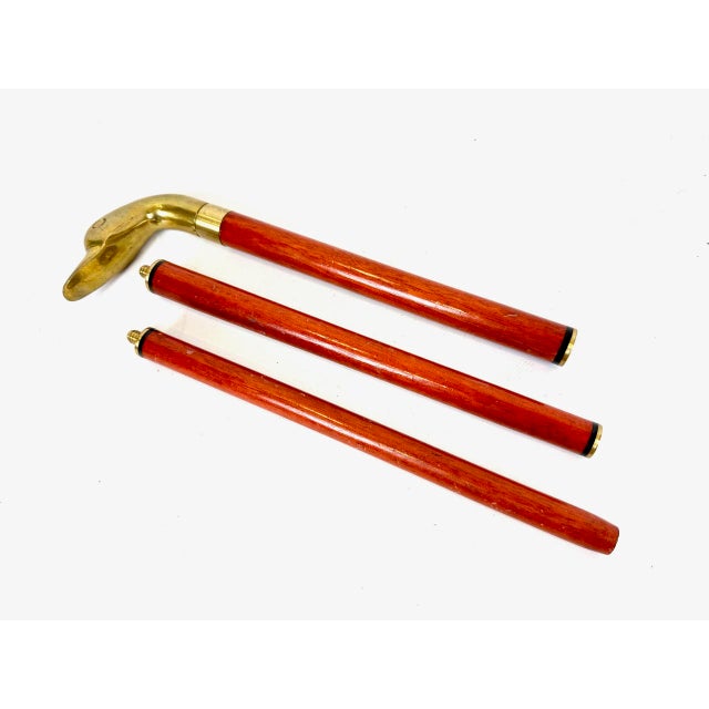 Mid-Century Modern Vintage Walking Stick with Brass Duck Head Handle, 1960s For Sale - Image 3 of 6