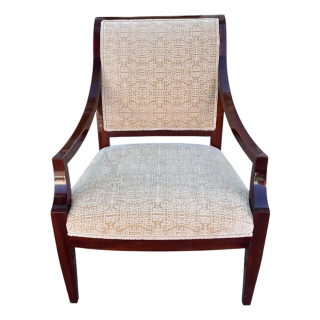 J. Robert Scott Mahogany & Cut Velvet Art Deco Lounge Chair For Sale
