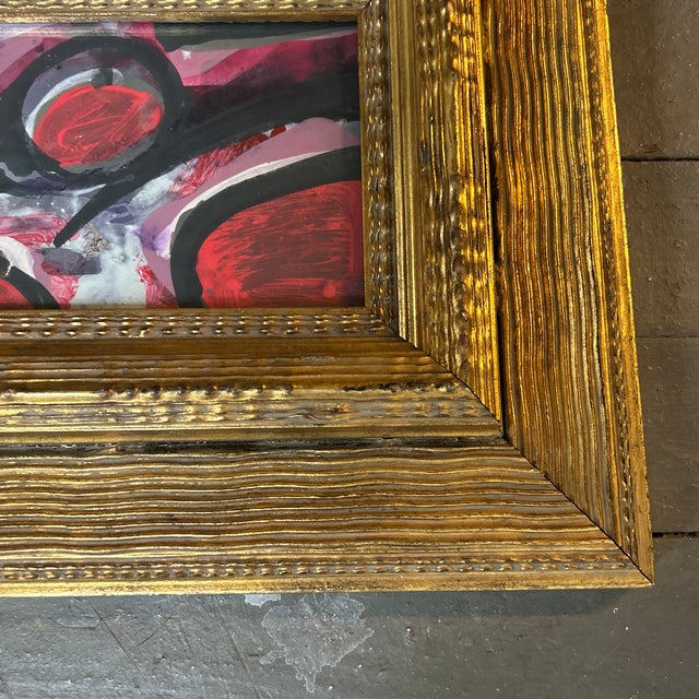 Abstract 1970’s Abstract Expressionist Painting in Chunky Gold Frame For Sale - Image 3 of 4