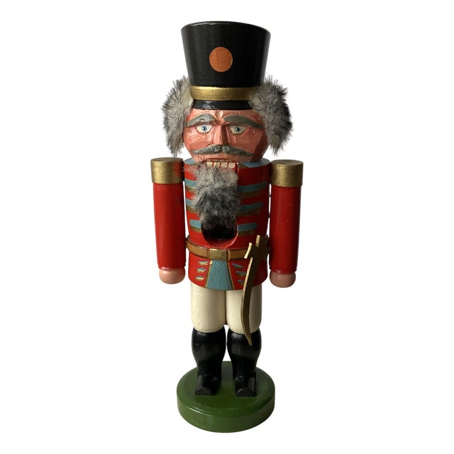 Traditional Wooden Nutcracker with Carved Face For Sale