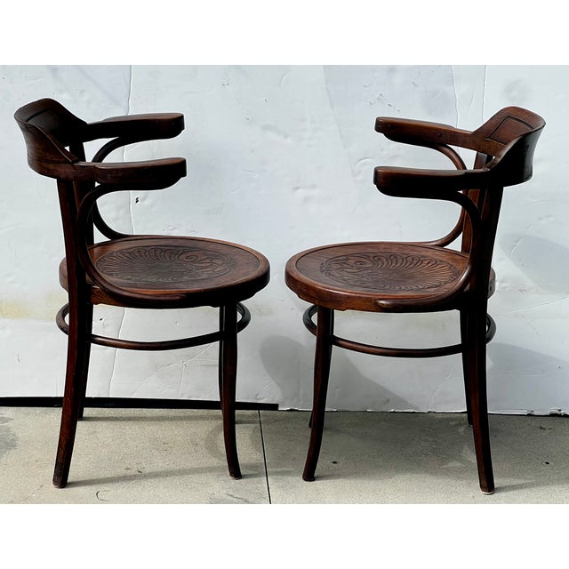 Pair of Antique Thonet-Style Bentwood Armchairs For Sale - Image 9 of 12
