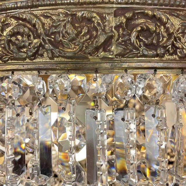 Large Italian Gilded Bronze and Crystal 6-Light Chandelier, 1960s For Sale - Image 10 of 16