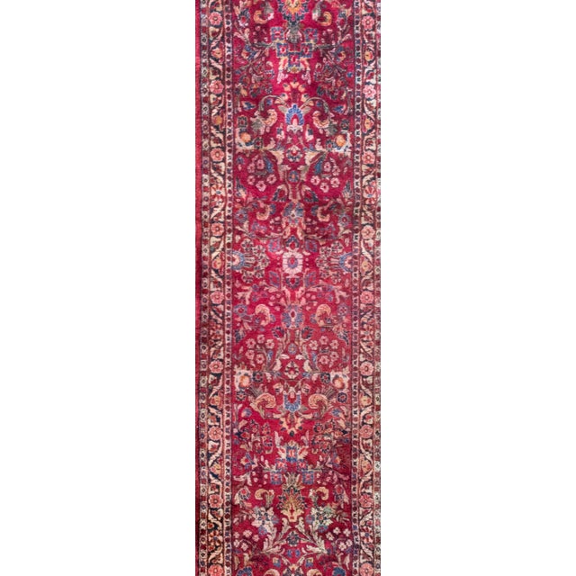 Ruby Red Early 20th Century Persian Sarouk Runner For Sale - Image 8 of 16