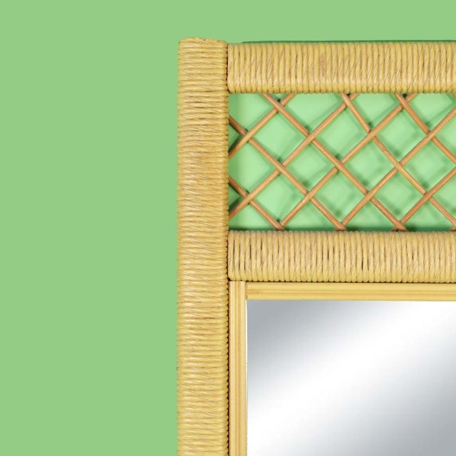 Coastal Vintage Henry Link Wicker Rattan Mirror For Sale - Image 3 of 3