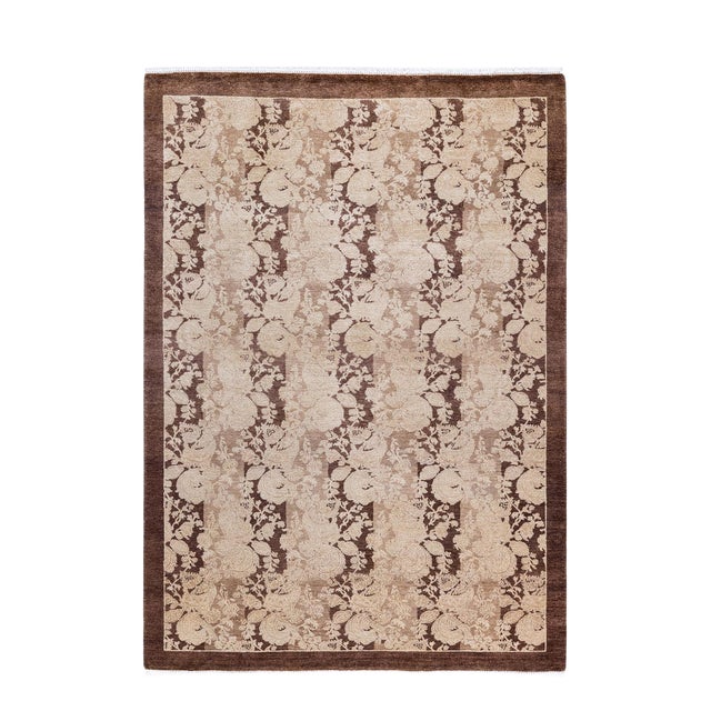 Mogul, One-of-a-Kind Hand-Knotted Area Rug - Brown, 4' 1" x 5' 10" For Sale