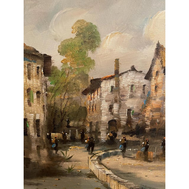 L. Cargnel, Village Scene, 20th Century, Oil Painting on Canvas For Sale - Image 4 of 7