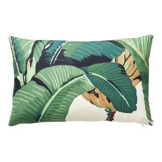 Scalamandre 14" x 22" Hinson Palm Lumbar Pillow in Green For Sale