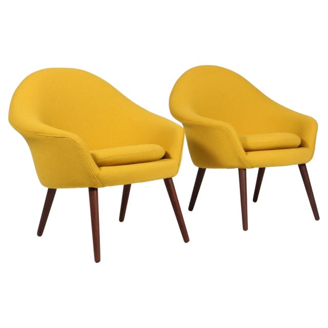 Yellow Set of Lounge Chairs in Yellow Model 187 attributed to Hans Olsen for Hallingdal from Kvadrat, 1950s For Sale - Image 8 of 8