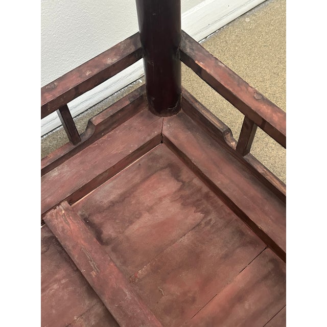 Chinese Antique Square Elm Stool / Table With Round Legs, Circa 1890. For Sale - Image 14 of 15