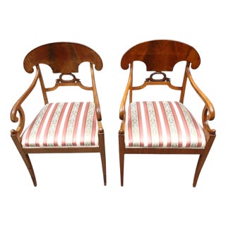 Set of Biedermeier Swedish Carver Chairs in Mahogany, 1920s For Sale