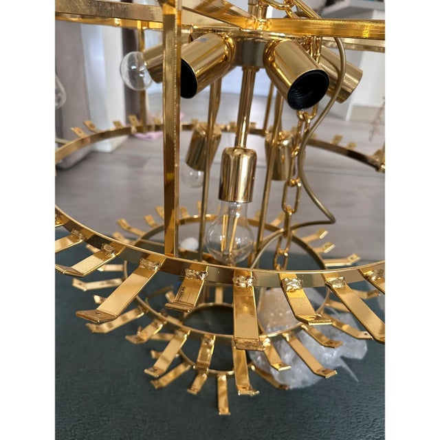 Contemporary Venetian Smoked-Fumè and Green Palmette Murano Glass Chandelier by Simoeng for Simoeng For Sale - Image 3 of 8