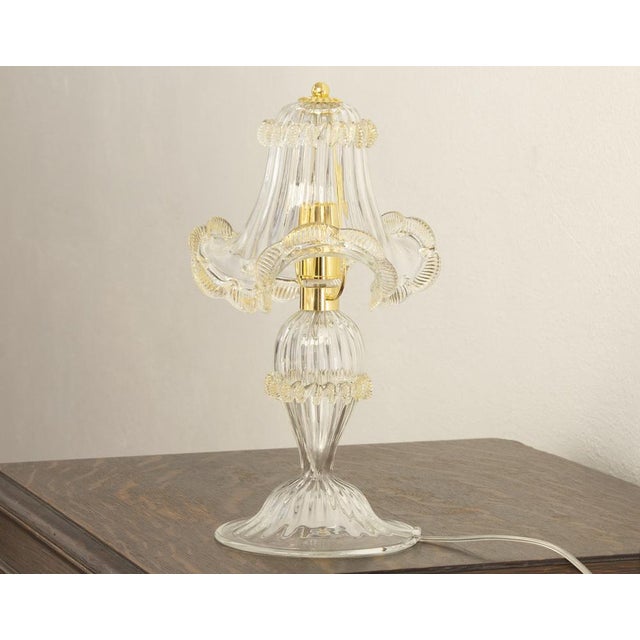 Murano Glass Table Lamps in Crystal Color Line Straight & Gold Leaf, Italy, 2000s, Set of 2 For Sale - Image 6 of 17