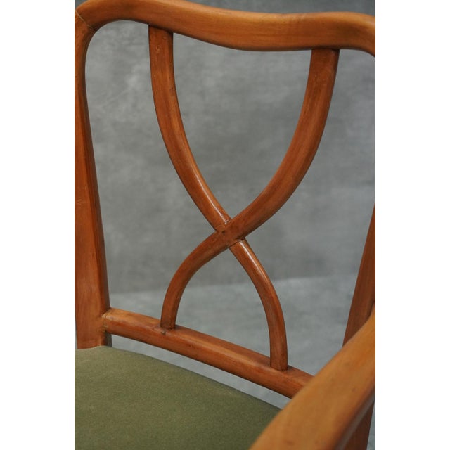 Mid-Century Modern Armchair in Wood and Velvet, 1940s For Sale - Image 3 of 7