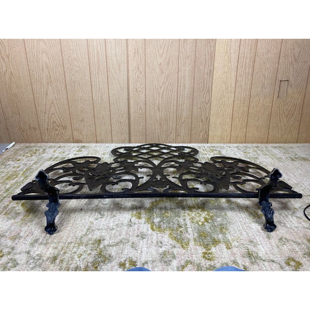 Brass Victorian Cast Iron Filigree Fireplace Screen For Sale - Image 8 of 8