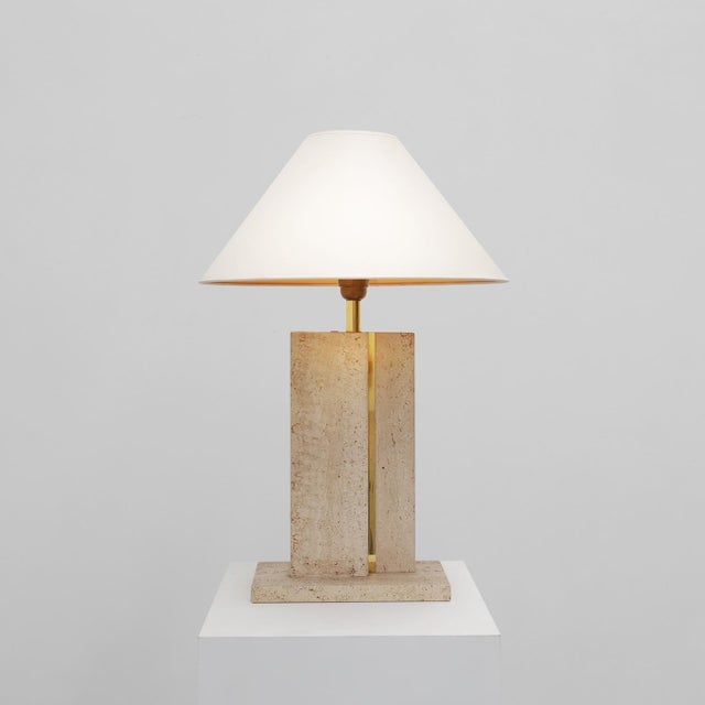 Table Lamp in Travertin and Messing by Belino, 1980s For Sale - Image 15 of 15