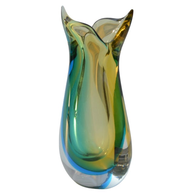 Abstract Vintage Mid 20th Century Hand Blown Colorful Glass Vase For Sale - Image 3 of 11