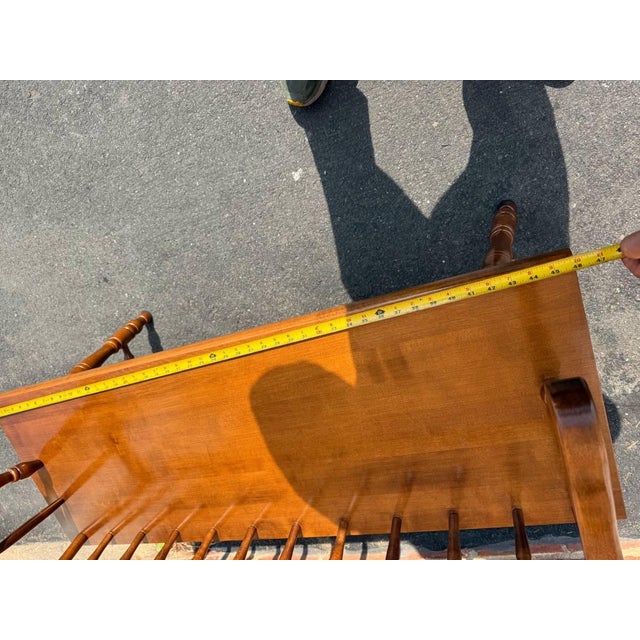 Vintage Early American Colonial Windsor Style Spindle Back Bench For Sale - Image 11 of 15