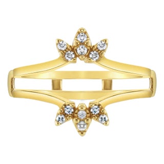 Fan Style Diamond Ring Guard Enhancer 14k Yellow Gold, Size 7 For Sale