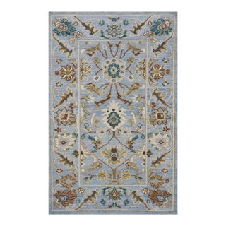 Afghan Sultanabad Masters Wool 3 X 5 Blue, Teal, Tan & Ivory Handmade Area Rug #1143298 For Sale