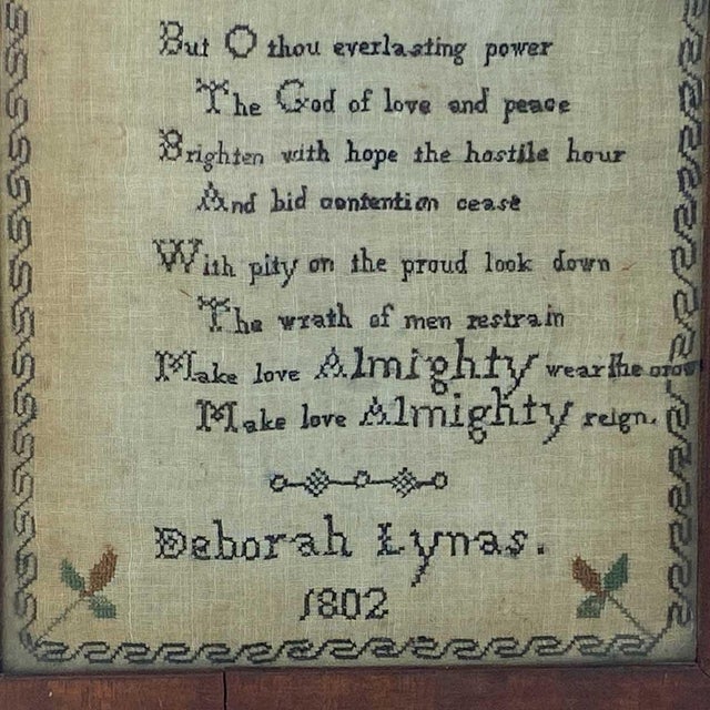 Irish Georgian Needlework Sampler Humanity's Petition Wrought by Deborah Lynas For Sale - Image 4 of 9