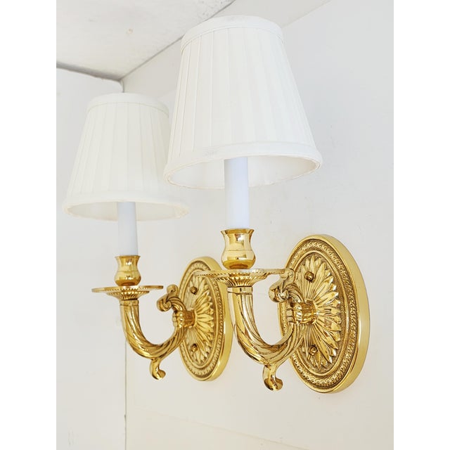 Neoclassical Neoclassical Style Brass Wall Sconces - A Pair For Sale - Image 3 of 12