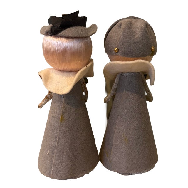 Mid-century craftiness at its best: these wonderfully charming vintage Pilgrim figures are handmade examples of mid-...