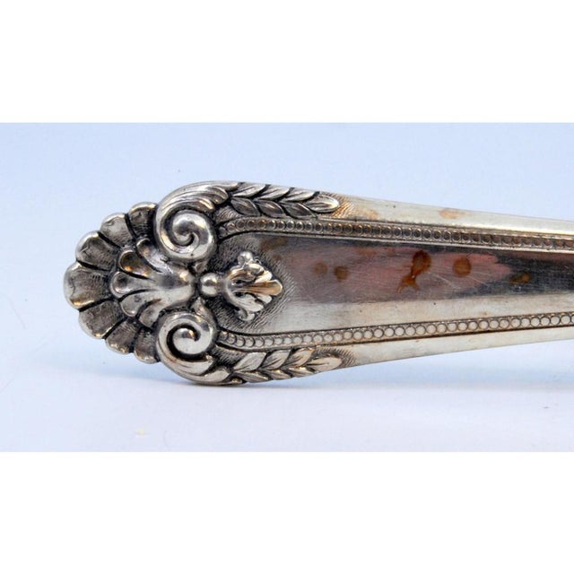 Silver Rice and Serving Spoon with Strips and Shell on the Handle For Sale - Image 10 of 11