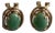 Vintage 14k Gold Oval Jade Cabochon Earrings, A Pair For Sale
