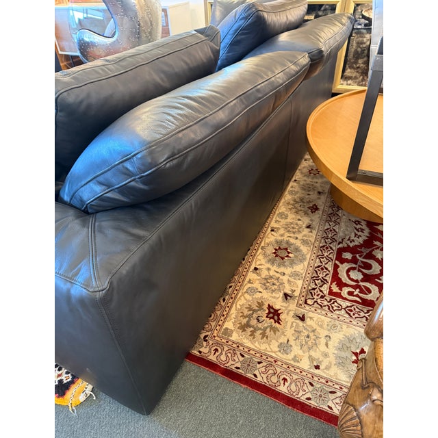 Animal Skin Restoration Hardware the Cloud Sofa, Ebony Cavalo Leather For Sale - Image 7 of 12