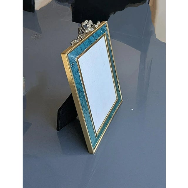 French Vintage Frame Burnes of Boston Green Marbled Print and Golden Ormulu Trim For Sale - Image 3 of 3