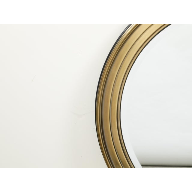 Mid-Century Modern Midcentury Brass Circular Mirror with Stepped Frame and Beveled Edge For Sale - Image 3 of 7