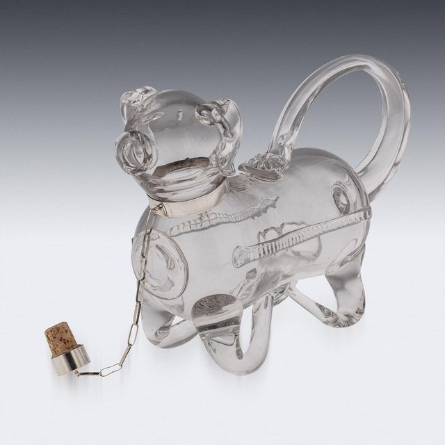 20th Century English Silver & Glass Novelty Claret Jug, 1916 For Sale - Image 13 of 18