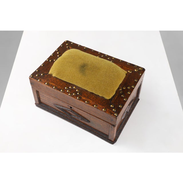 Mid-Century Modern Art Deco French Sewing Box in Sculpted Wood, 1890s For Sale - Image 3 of 11