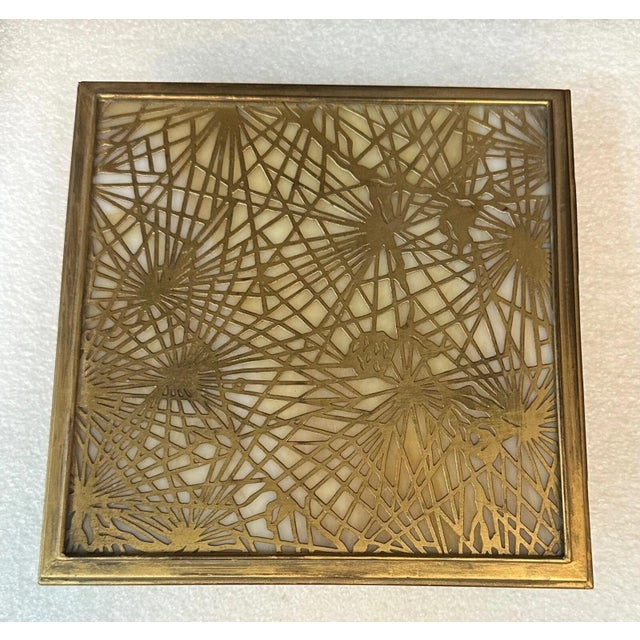 Gold Early 20th Century Tiffany Studios Pine Needle Pattern Hankerchief Box For Sale - Image 8 of 10