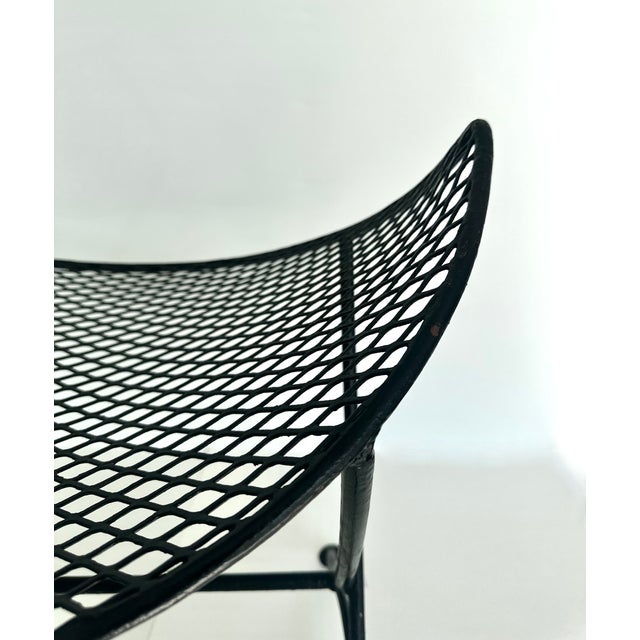 Black 1950s Mid Century Modern Clamshell Concave Wire Stools For Sale - Image 8 of 17