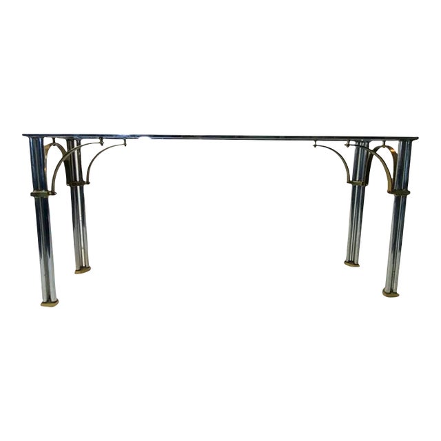 1970's Modernist Chrome & Brass Console in the Manner of John Vesey For Sale
