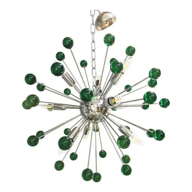 Contemporary Chandelier Green Sputnik Murano Glass Chandelier For Sale - Image 6 of 7