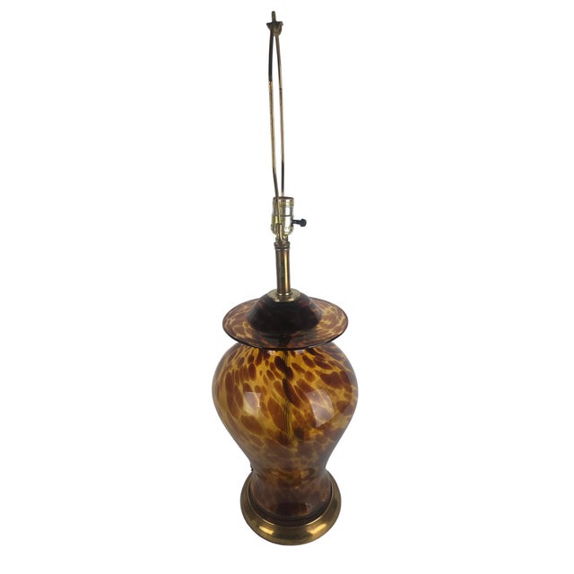 Vintage Tortoiseshell Art Glass Table Lamp For Sale In Chicago - Image 6 of 11