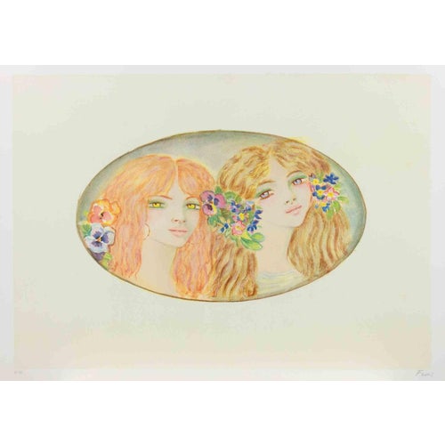 Felicita Frai, Two Girls, 1980s, Lithograph For Sale