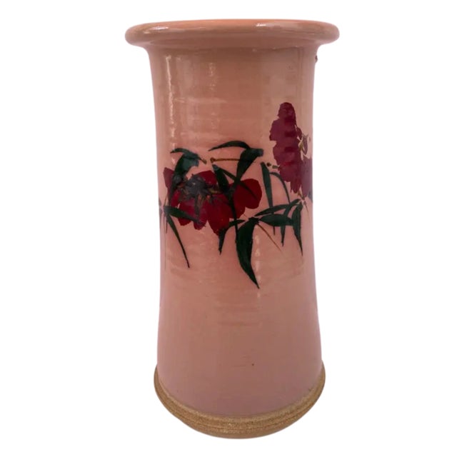 Vintage Pottey Cylinder Vase Floral Motif For Sale - Image 10 of 17