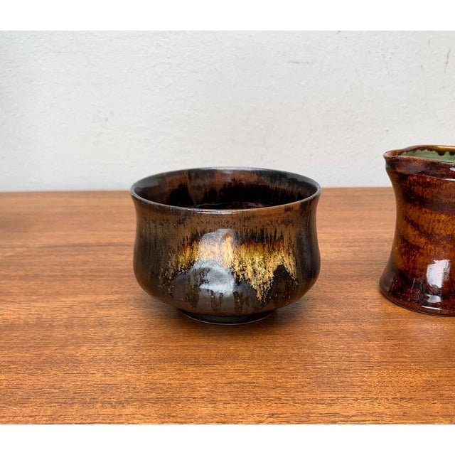 Mid-Century German Studio Pottery Vase, Carafe, Bowls and Candle Holder from Till Sudeck, 1960s, Set of 5 For Sale - Image 10 of 18