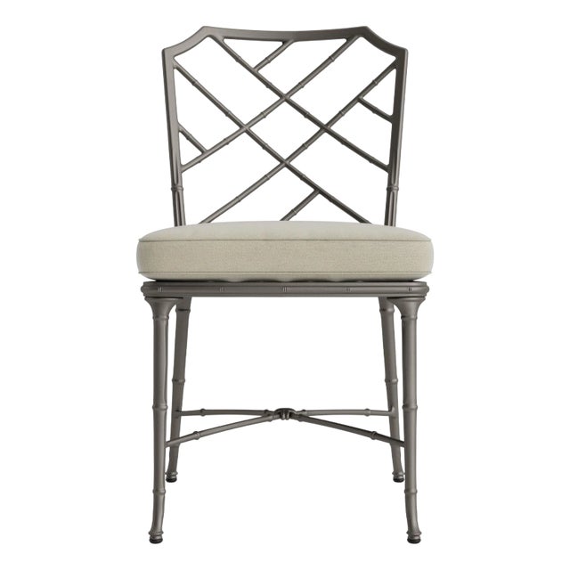 Brown Jordan Calcutta Side Chair, Mica frame with Fusion Meadow fabric For Sale